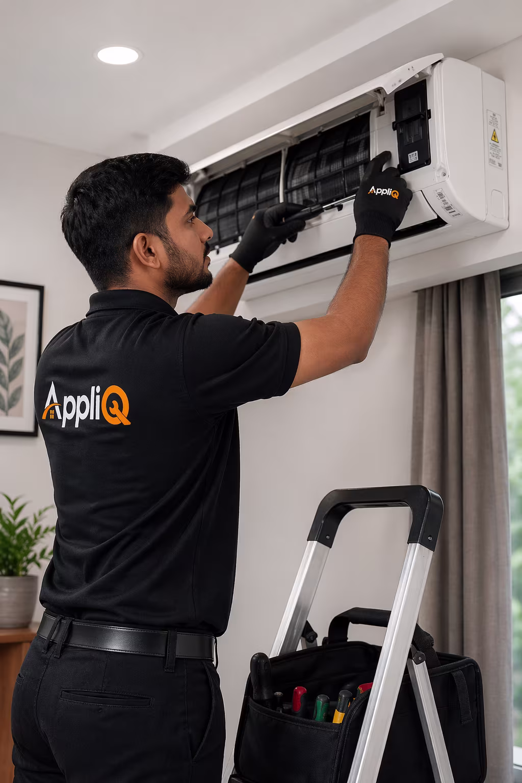 AppliQ technician repairing an air conditioner